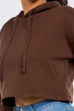 LOVE MODA Fleece Long Sleeve Crop Hoodie - Dark Colors