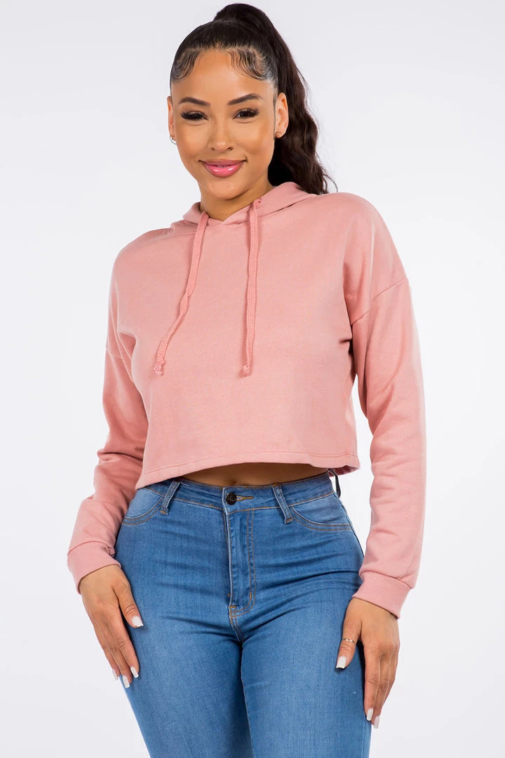 LOVE MODA ACTIVE WEAR Fleece Long Sleeve Crop Hoodie - Light Colors 3 LOVE MODA ACTIVE WEAR Fleece Long Sleeve Crop Hoodie - Light Colors