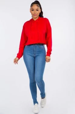 LOVE MODA ACTIVE WEAR Fleece Long Sleeve Crop Hoodie - Light Colors 51 LOVE MODA ACTIVE WEAR Fleece Long Sleeve Crop Hoodie - Light Colors