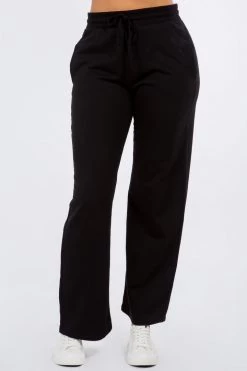 LOVE MODA French Terry High Waist Wide Leg Pants BOTTOMS