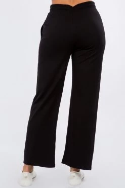 LOVE MODA French Terry High Waist Wide Leg Pants BOTTOMS