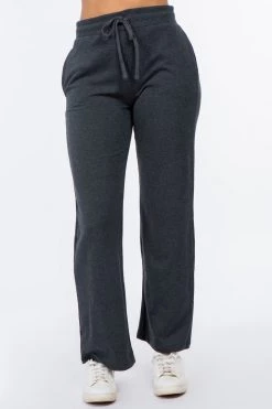 LOVE MODA French Terry High Waist Wide Leg Pants BOTTOMS