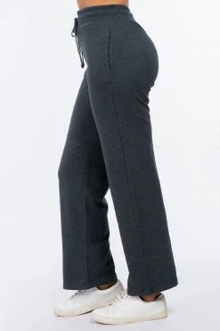 LOVE MODA French Terry High Waist Wide Leg Pants BOTTOMS
