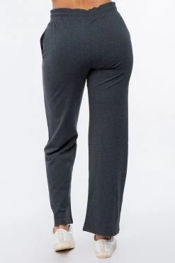 LOVE MODA French Terry High Waist Wide Leg Pants BOTTOMS