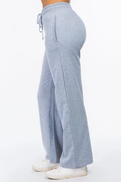 LOVE MODA French Terry High Waist Wide Leg Pants BOTTOMS