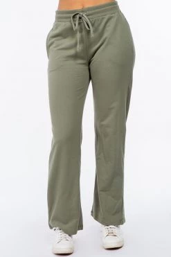 LOVE MODA French Terry High Waist Wide Leg Pants BOTTOMS