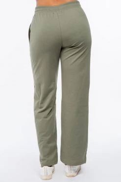 LOVE MODA French Terry High Waist Wide Leg Pants BOTTOMS