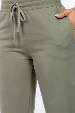 LOVE MODA French Terry High Waist Wide Leg Pants BOTTOMS