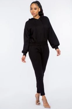 LOVE MODA French Terry High Waist Joggers - Neutral Colors