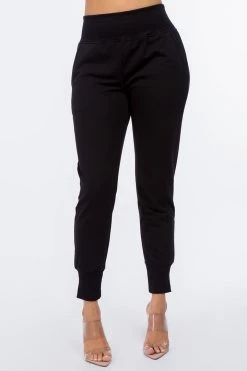 LOVE MODA French Terry High Waist Joggers - Neutral Colors