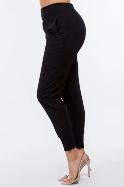 LOVE MODA French Terry High Waist Joggers - Neutral Colors