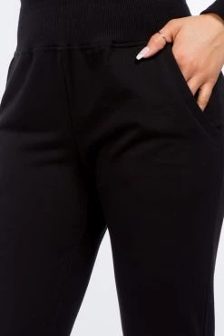 LOVE MODA French Terry High Waist Joggers - Neutral Colors