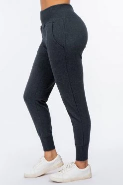 LOVE MODA French Terry High Waist Joggers - Neutral Colors