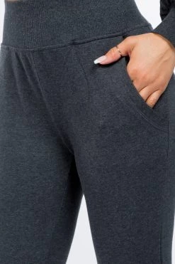 LOVE MODA French Terry High Waist Joggers - Neutral Colors