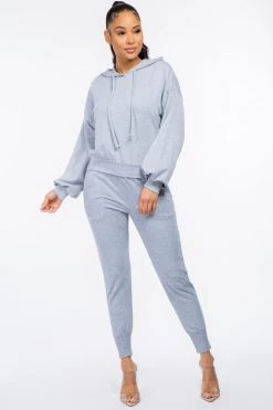 LOVE MODA French Terry High Waist Joggers - Neutral Colors