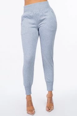 LOVE MODA French Terry High Waist Joggers - Neutral Colors