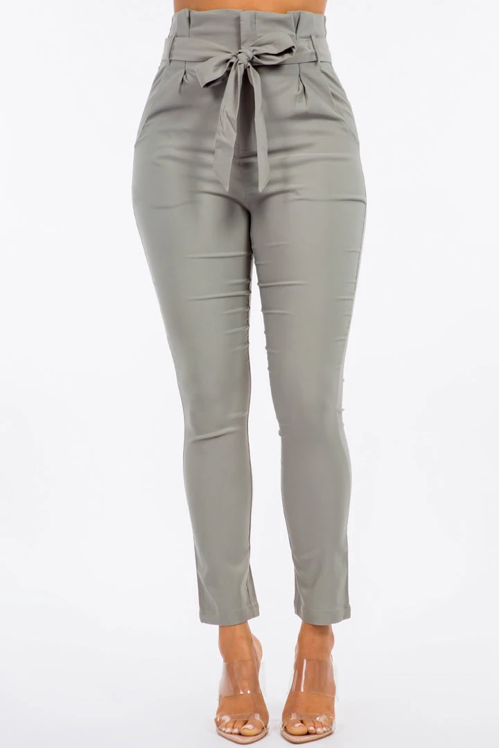 LOVE MODA High Rise Paper Bag Waist Bow Tie Pants With Spandex 5 LOVE MODA High Rise Paper Bag Waist Bow Tie Pants With Spandex