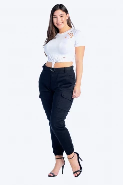 LOVE MODA High Rise Cargo Joggers - Plus Size