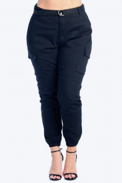 LOVE MODA High Rise Cargo Joggers - Plus Size