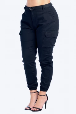 LOVE MODA High Rise Cargo Joggers - Plus Size