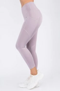 Love Moda High Waist Capri Pocket Yoga Pants - Frosted Grape BOTTOMS