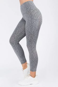 Love Moda High Waist Capri Pocket Yoga Pants - Space Dye Charcoal BOTTOMS