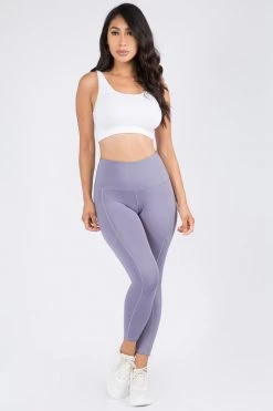 Love Moda High Waist Capri Pocket Yoga Pants - Winter Violet