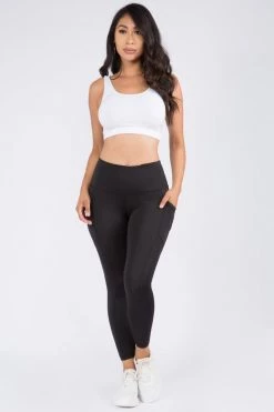 Love Moda High Waist Capri Pocket Yoga Pants - Black