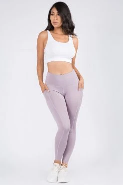 Love Moda High Waist Capri Pocket Yoga Pants - Frosted Grape BOTTOMS