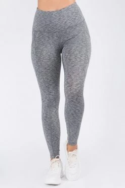 Love Moda High Waist Capri Pocket Yoga Pants - Space Dye Charcoal BOTTOMS