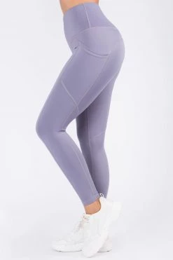 Love Moda High Waist Capri Pocket Yoga Pants - Winter Violet