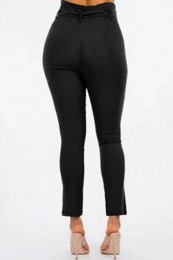 LOVE MODA High Rise Paper Bag Waist Bow Tie Pants With Spandex BEST SELLERS