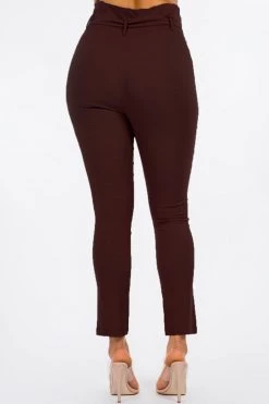 LOVE MODA High Rise Paper Bag Waist Bow Tie Pants With Spandex BEST SELLERS