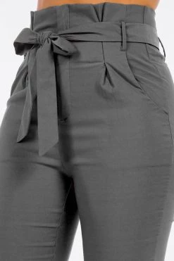 LOVE MODA High Rise Paper Bag Waist Bow Tie Pants With Spandex BEST SELLERS