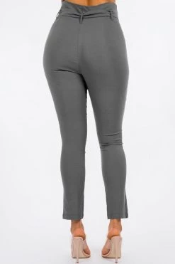 LOVE MODA High Rise Paper Bag Waist Bow Tie Pants With Spandex BEST SELLERS