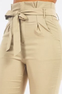 LOVE MODA High Rise Paper Bag Waist Bow Tie Pants With Spandex 33 LOVE MODA High Rise Paper Bag Waist Bow Tie Pants With Spandex