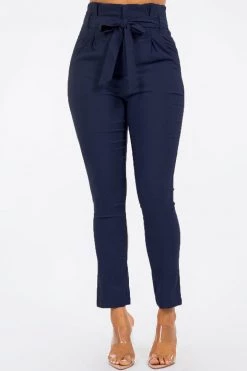 LOVE MODA High Rise Paper Bag Waist Bow Tie Pants With Spandex BEST SELLERS