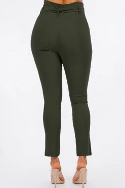 LOVE MODA High Rise Paper Bag Waist Bow Tie Pants With Spandex BEST SELLERS