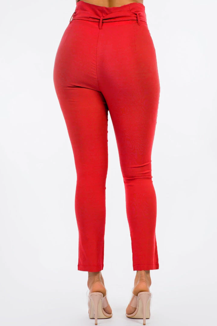 LOVE MODA High Rise Paper Bag Waist Bow Tie Pants With Spandex 20 LOVE MODA High Rise Paper Bag Waist Bow Tie Pants With Spandex