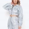 Love Moda BOTTOMS Flash Reflective Crop Jacket & Skirt Set