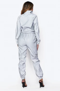 Love Moda BOTTOMS Flash Reflective Crop Jacket & Cargo Jogger Set