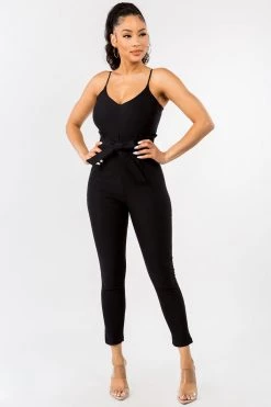 LOVE MODA Cute Bow Tie Stretch Jumpsuit BEST SELLERS