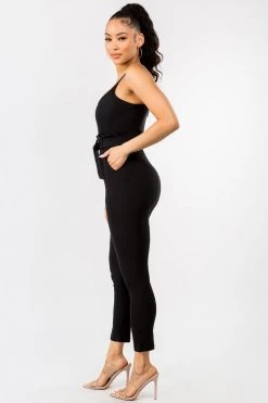 LOVE MODA Cute Bow Tie Stretch Jumpsuit BEST SELLERS