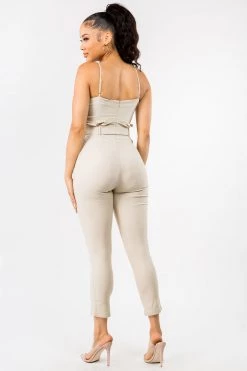 LOVE MODA Cute Bow Tie Stretch Jumpsuit BEST SELLERS