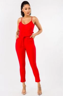 LOVE MODA Cute Bow Tie Stretch Jumpsuit BEST SELLERS
