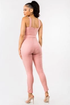 LOVE MODA Cute Bow Tie Jumpsuit W/ Buttons