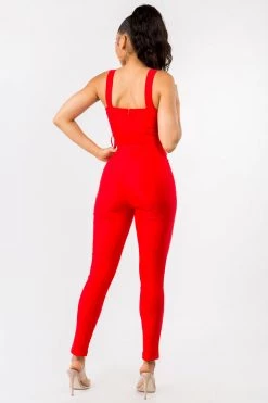 LOVE MODA Cute Bow Tie Jumpsuit W/ Buttons