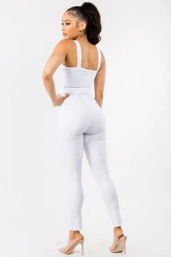 LOVE MODA Cute Bow Tie Jumpsuit W/ Buttons