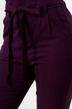 LOVE MODA Casual High Waist Bow Tie Paper Bag Pants