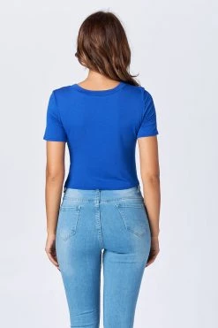 LOVE MODA Short Sleeve Crop Top With Holes TOPS